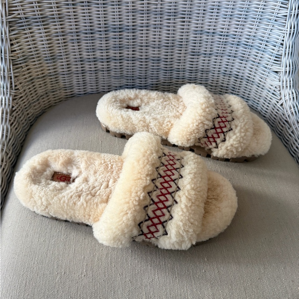 UGG Tan Fuzzy Slippers - Picture 3 of 5